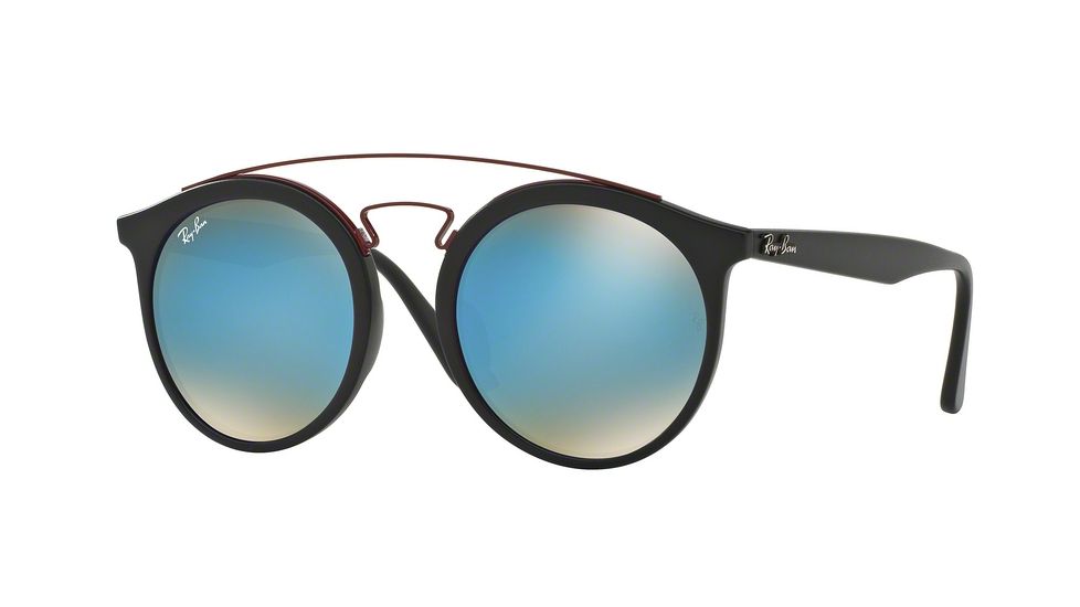 Ray-Ban RB4256F Sunglasses 6252B7-52 - Matte Black Frame, Mirror Gradient Blue Lenses