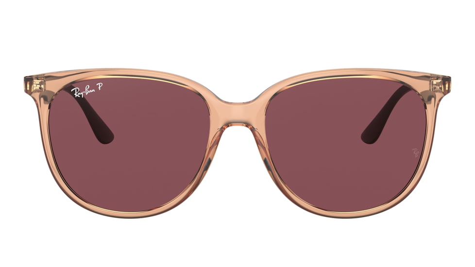 Ray-Ban RB4378 Sunglasses, Transparent Brown Frame, Purple, Polarized, 54, RB4378-66025Q-54