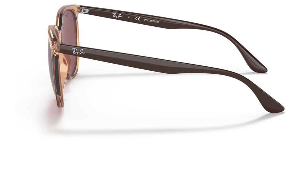 Ray-Ban RB4378 Sunglasses, Transparent Brown Frame, Purple, Polarized, 54, RB4378-66025Q-54