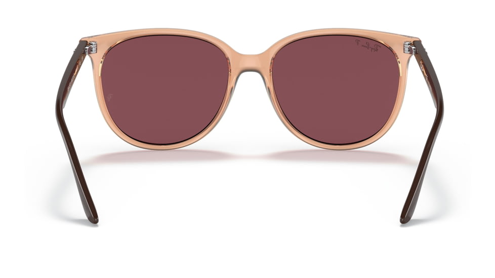 Ray-Ban RB4378 Sunglasses, Transparent Brown Frame, Purple, Polarized, 54, RB4378-66025Q-54