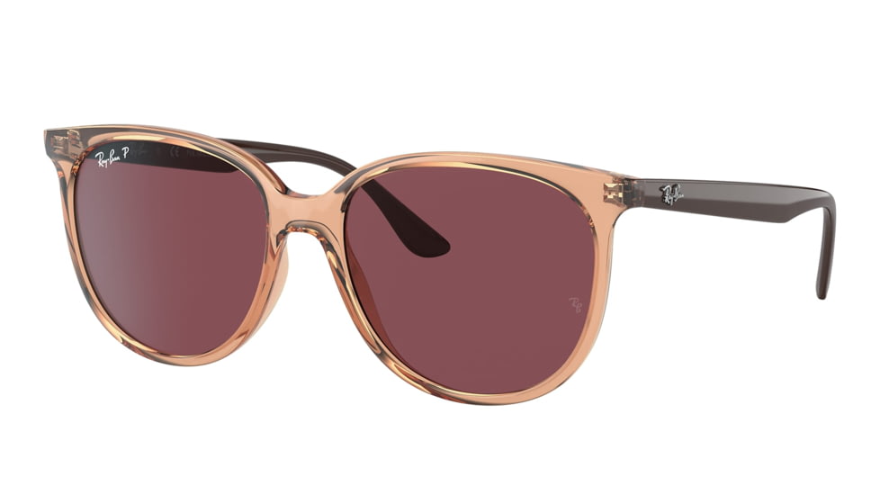 Ray-Ban RB4378 Sunglasses - Women's, Transparent Brown Frame, Purple, Polarized, 54, RB4378-66025Q-54