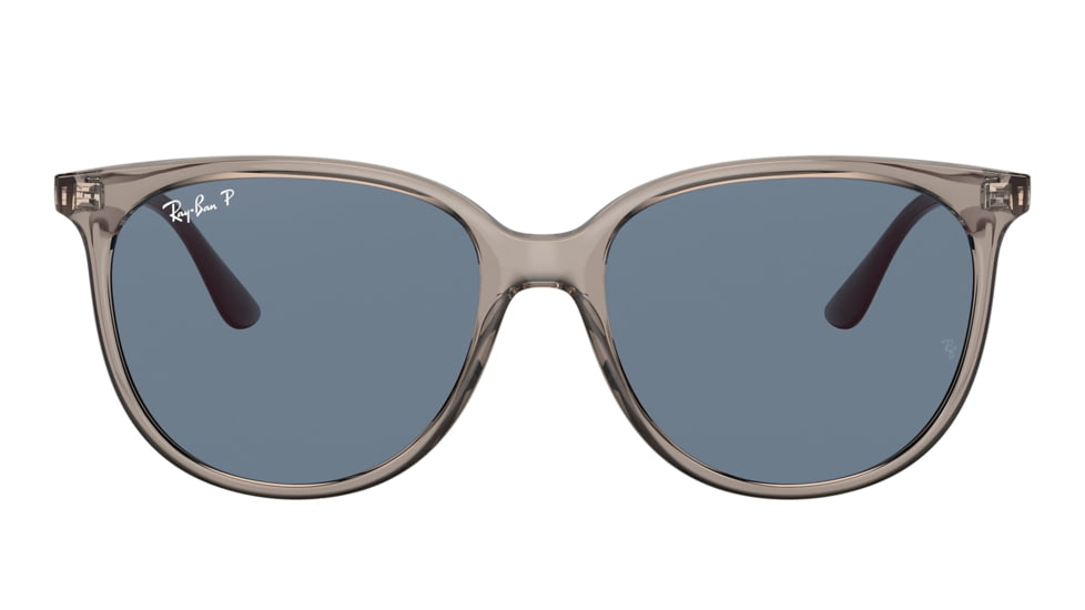 Ray-Ban RB4378 Sunglasses, Transparent Grey Frame, Dark Blue Lens, Polarized, 54, RB4378-65722V-54