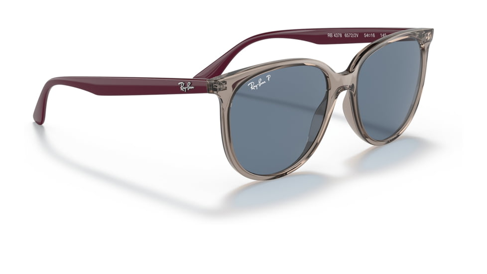 Ray-Ban RB4378 Sunglasses, Transparent Grey Frame, Dark Blue Lens, Polarized, 54, RB4378-65722V-54