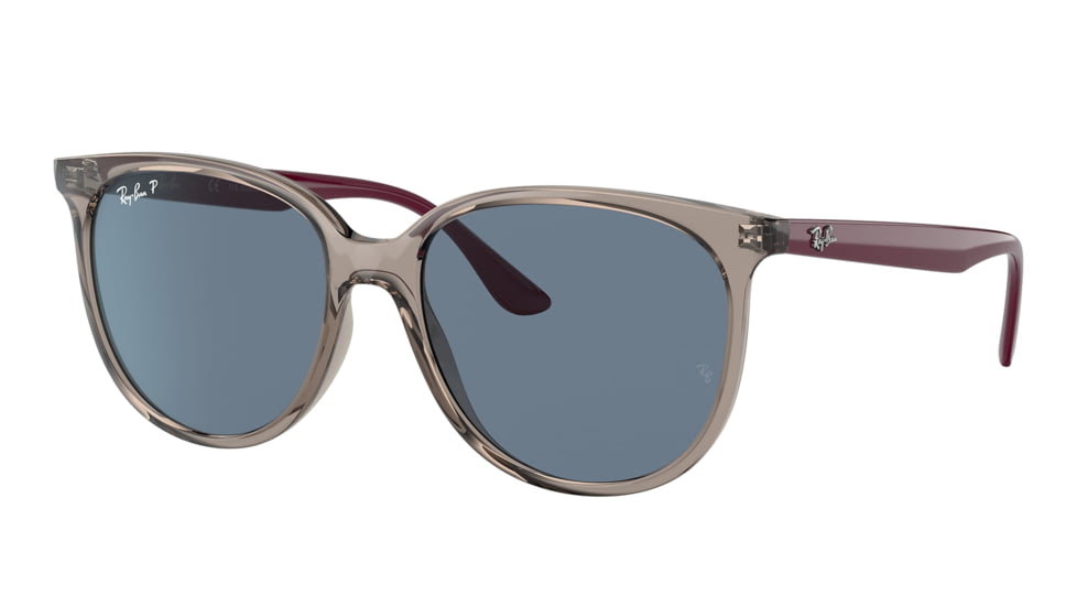 Ray-Ban RB4378 Sunglasses - Women's, Transparent Grey Frame, Dark Blue Lens, Polarized, 54, RB4378-65722V-54