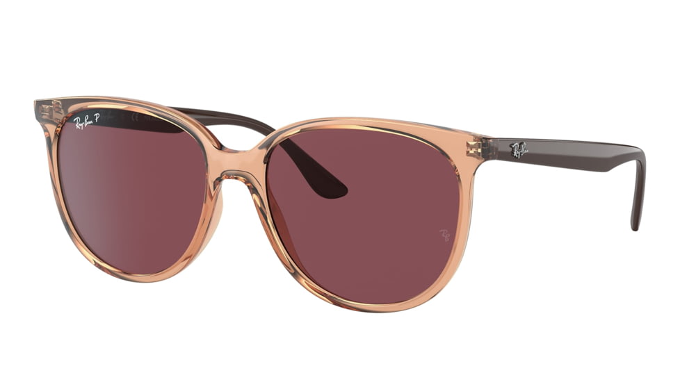 Ray-Ban RB4378F Sunglasses - Women's, Transparent Brown Frame, Purple, Polarized, Asian Fit, 54, RB4378F-66025Q-54
