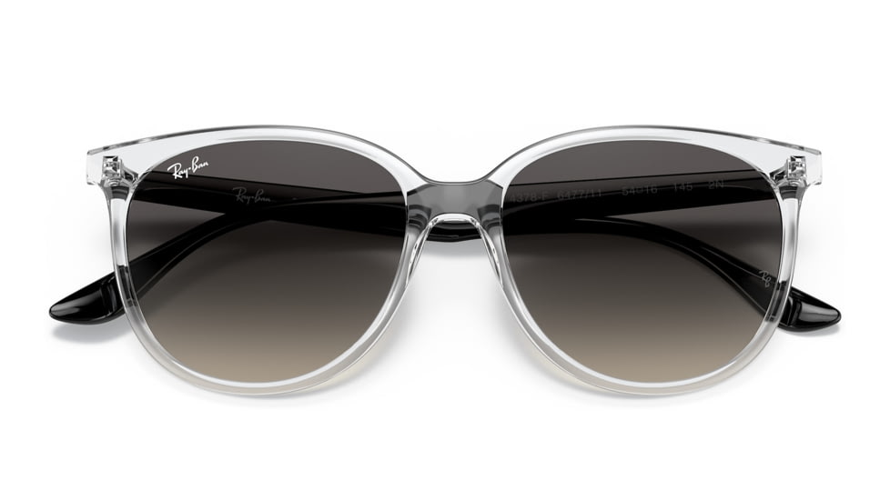 Ray-Ban RB4378F Sunglasses, Transparent Frame, Grey Gradient Lens, Asian Fit, 54, RB4378F-647711-54