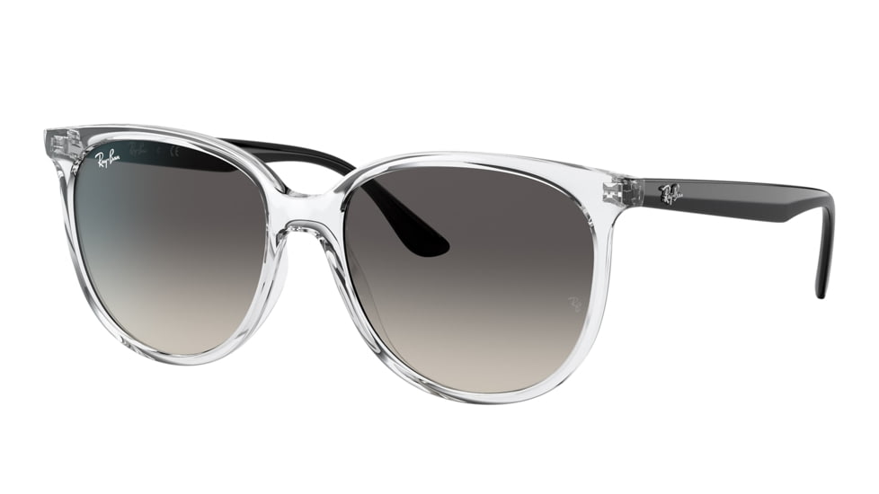 Ray-Ban RB4378F Sunglasses - Women's, Transparent Frame, Grey Gradient Lens, Asian Fit, 54, RB4378F-647711-54