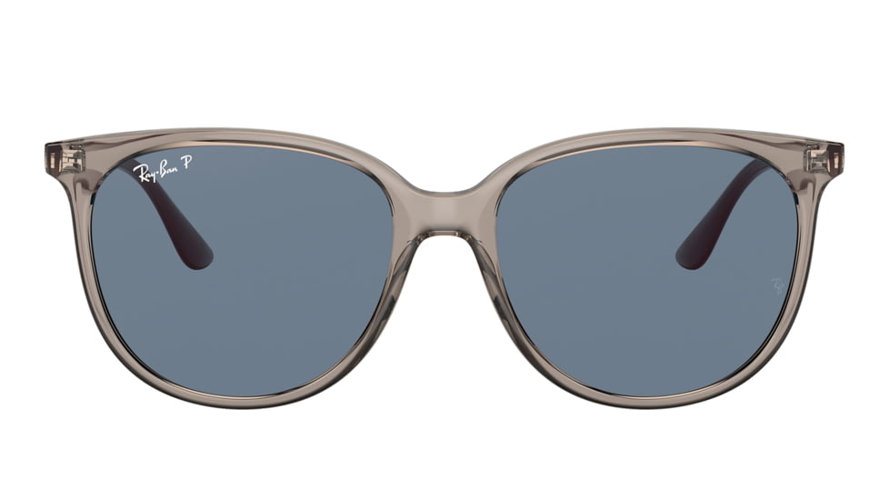 Ray-Ban RB4378F Sunglasses, Transparent Grey Frame, Dark Blue Lens, Polarized, Asian Fit, 54, RB4378F-65722V-54