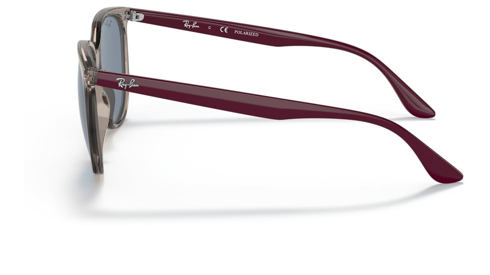 Ray-Ban RB4378F Sunglasses, Transparent Grey Frame, Dark Blue Lens, Polarized, Asian Fit, 54, RB4378F-65722V-54