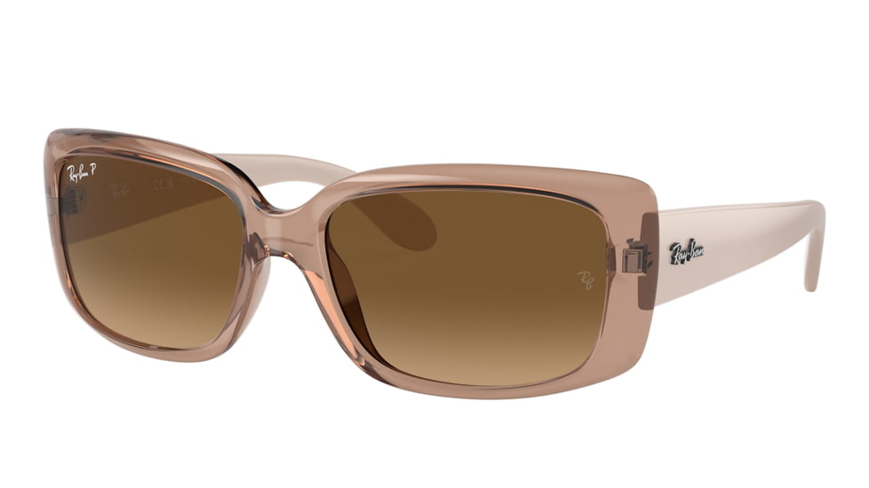 Ray-Ban RB4389 Sunglasses - Womens, Transparent Brown Frame, Brown Gradient Polarized Lens, 55, RB4389-6644M2-55