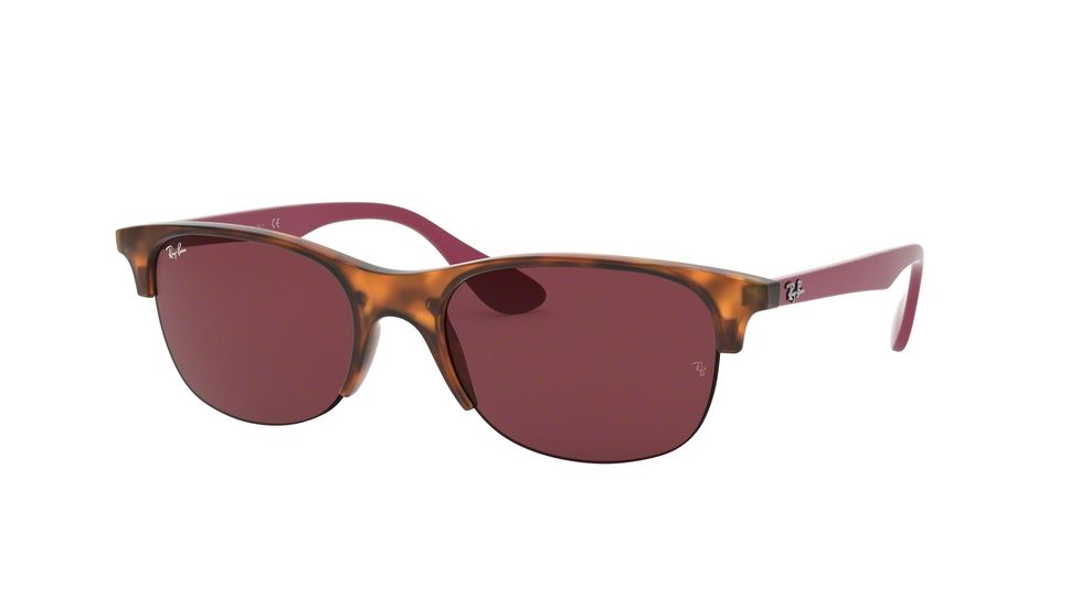 Ray-Ban RB4419 Progressive Prescription Sunglasses, 54mm, Red Havana/Violet, RB4419-642075-54-PRO