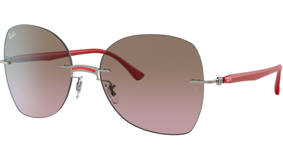Ray-Ban RB8066 Sunglasses, Red On Silver, 58, RB8066-003-14-58