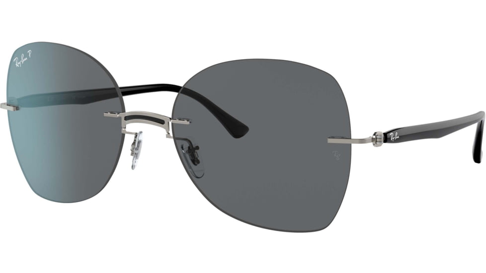 Ray-Ban RB8066 Sunglasses, Black On Silver, 58, RB8066-003-81-58