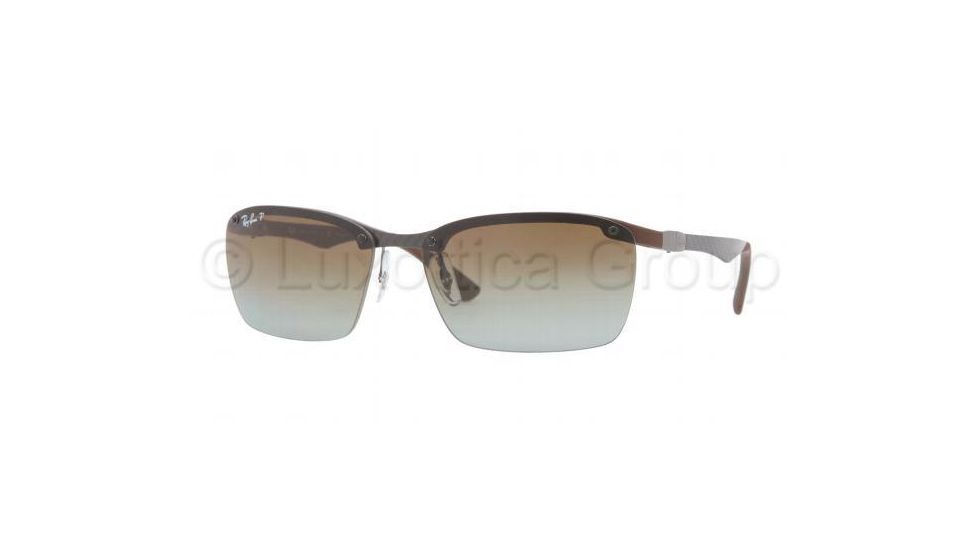 Ray-Ban RB8312 Single Vision Prescription Sunglasses RB8312-128-T5-60 - Lens Diameter 60 mm, Lens Diameter 60 mm, Frame Color Dark Carbon+brown Rubber
