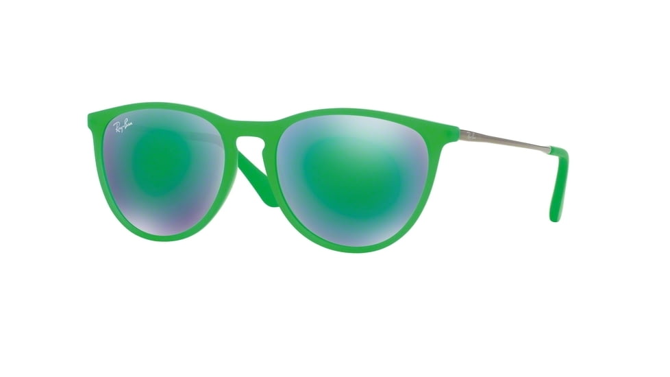 Ray-Ban RJ9060S Sunglasses 70073R-50 - Green Fluo Trasp Rubber Frame, Light Green Mirror Green Lenses