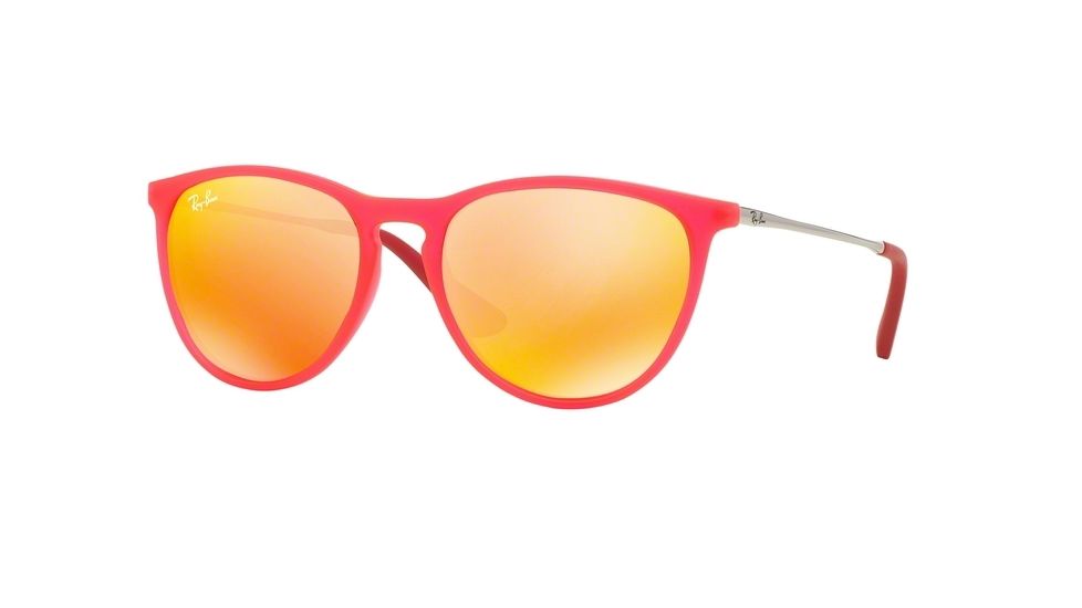Ray-Ban RJ9060S Sunglasses 70096Q-50 - Fuxia Fluo Trasp Rubber Frame, Brown Mirror Orange Lenses