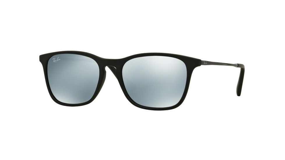 Ray-Ban RJ9061S Sunglasses 700530-49 - Rubber Black Frame, Green Mirror Silver Lenses