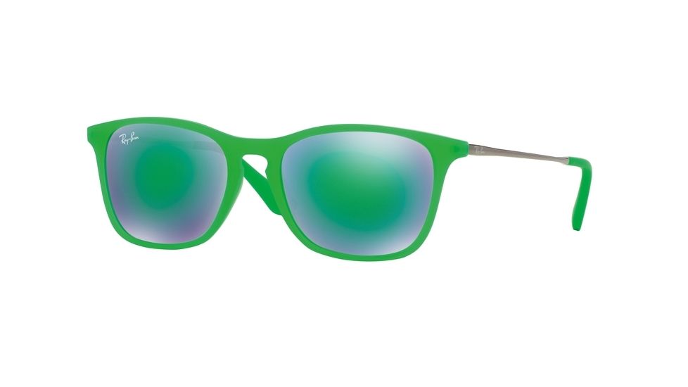 Ray-Ban RJ9061S Sunglasses 70073R-49 - Green Fluo Trasp Rubber Frame, Light Green Mirror Green Lenses