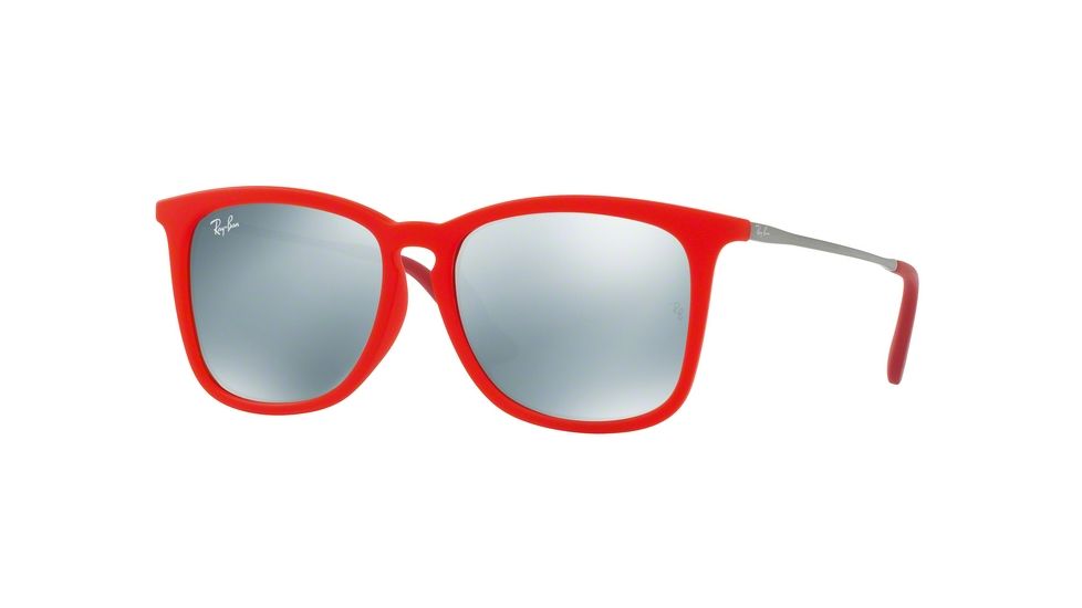 Ray-Ban RJ9063SF Sunglasses 701030-51 - Trasparent Red Rubber Frame, Green Mirror Silver Lenses