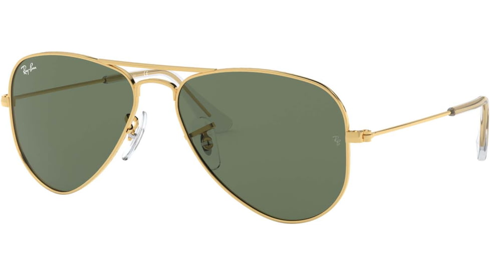Ray-Ban RJ9506S Junior Aviator Sunglasses - Kid's, Gold Frame, Green Lenses, 223/71-52