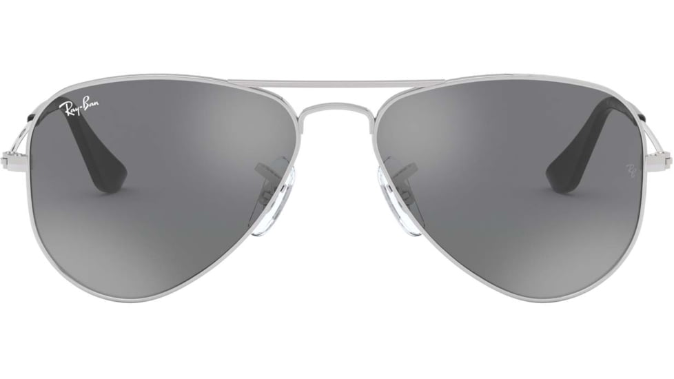 Ray-Ban RJ9506S Junior Aviator Sunglasses - Kid's, Shiny Silver Frame, Grey Silver Mirror Lenses, 212/6G-52