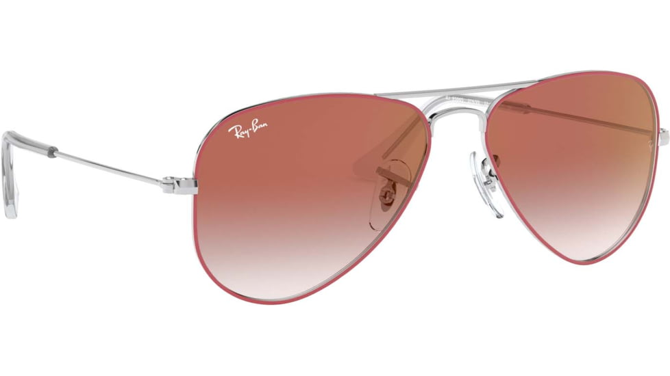 Ray-Ban RJ9506S Junior Aviator Sunglasses - Kid's, Silver On Top Red Frame, Red Mirror Red Lenses, 274/V0-50