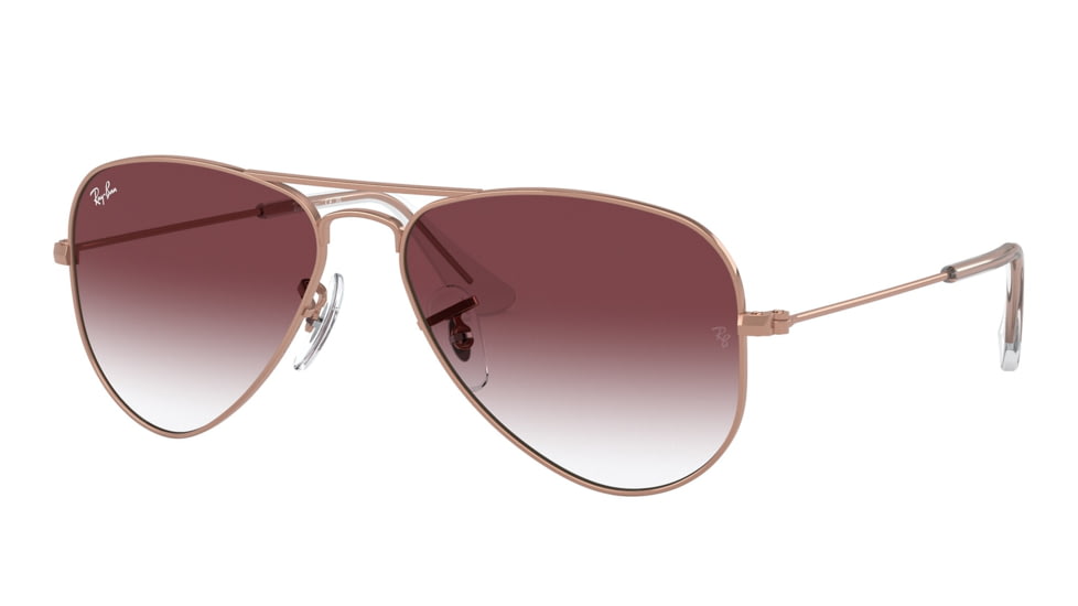 Ray-Ban RJ9506S Junior Aviator Sunglasses - Kid's, Rose Gold Frame, Clear Gradient Dark Violet Lens, 50, RJ9506S-291-8H-50