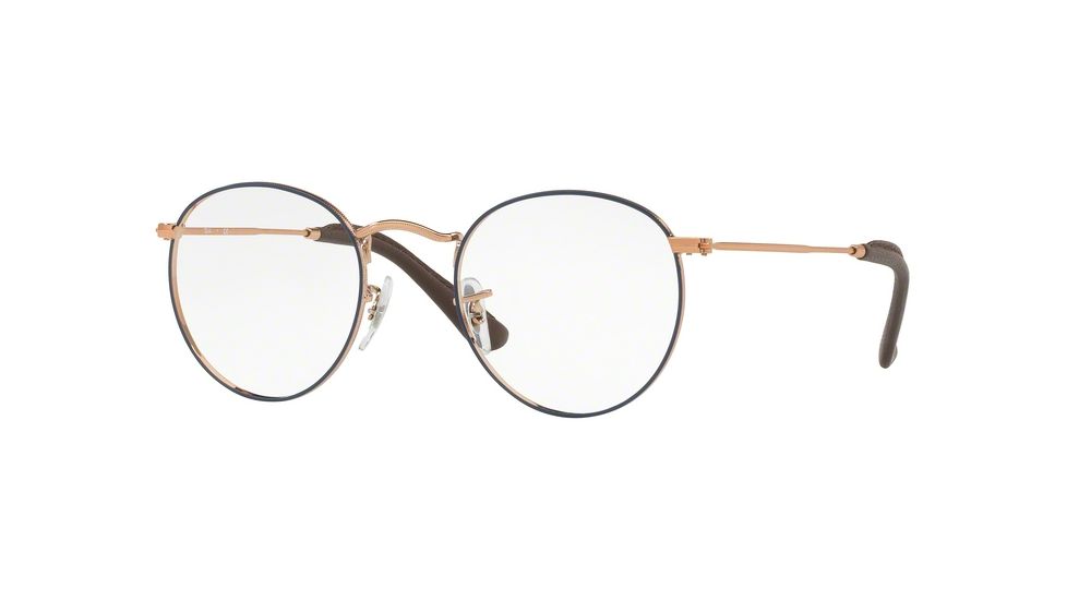 Ray-Ban ROUND METAL RX3447V Eyeglass Frames 2975-50 - Copper Top Blue Frame