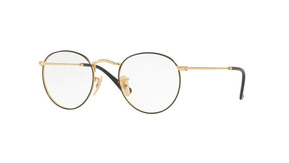 Ray-Ban ROUND METAL RX3447V Eyeglass Frames 2991-50 - Gold On Top Black Frame