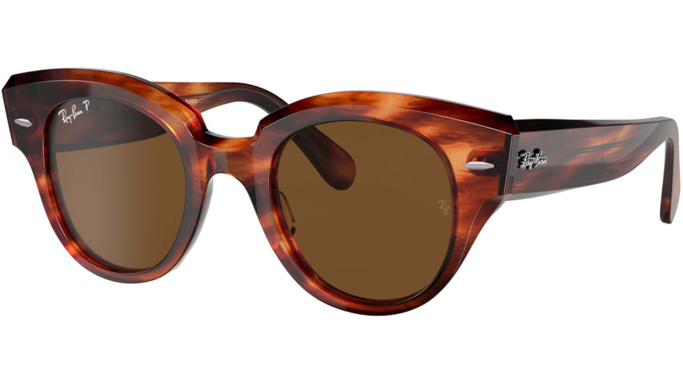 Ray-Ban Roundabout RB2192 Sunglasses, Striped Havana, Polar Brown, 47, RB2192-954-57-47