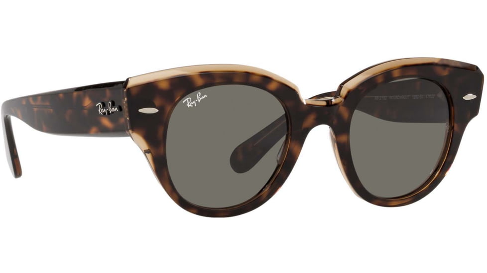 Ray-Ban Roundabout RB2192 Sunglasses, Havana On Transparent Brown, 47, RB2192-1292B1-47