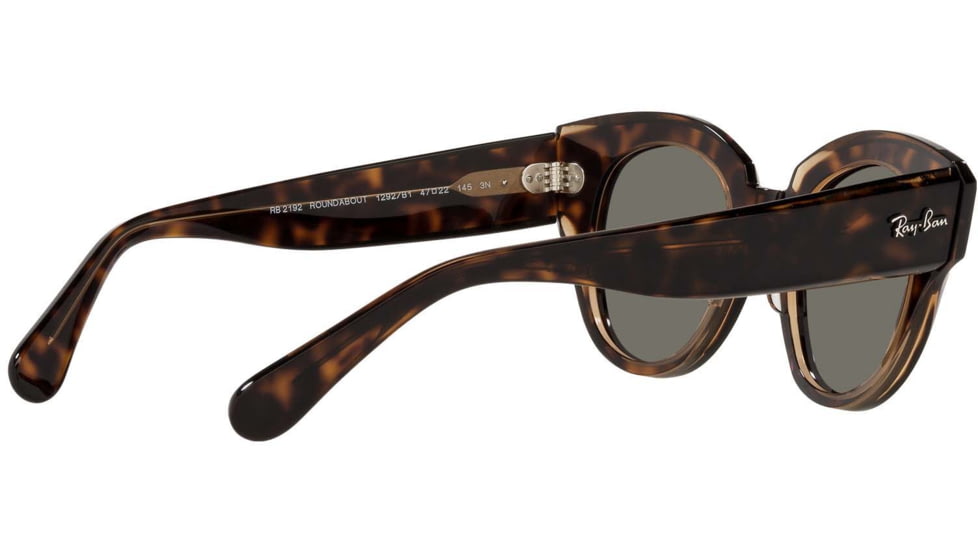 Ray-Ban Roundabout RB2192 Sunglasses, Havana On Transparent Brown, 47, RB2192-1292B1-47