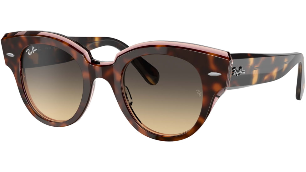 Ray-Ban Roundabout RB2192 Sunglasses, Havana On Transparent Pink, 47, RB2192-1324BG-47