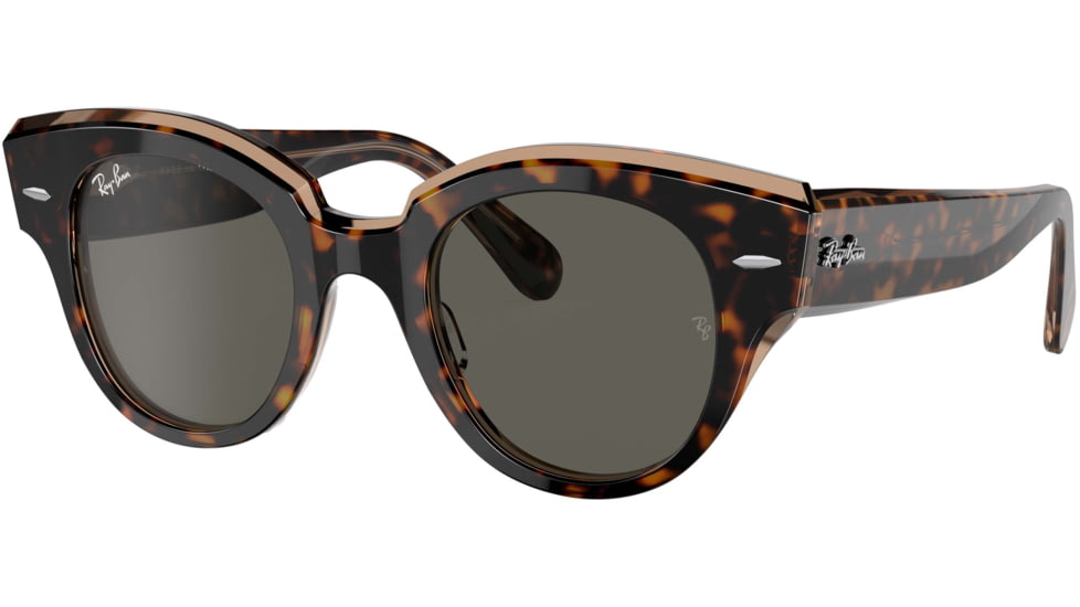 Ray-Ban Roundabout RB2192F Sunglasses, Havana On Transparent Brown, 47, RB2192F-1292B1-47