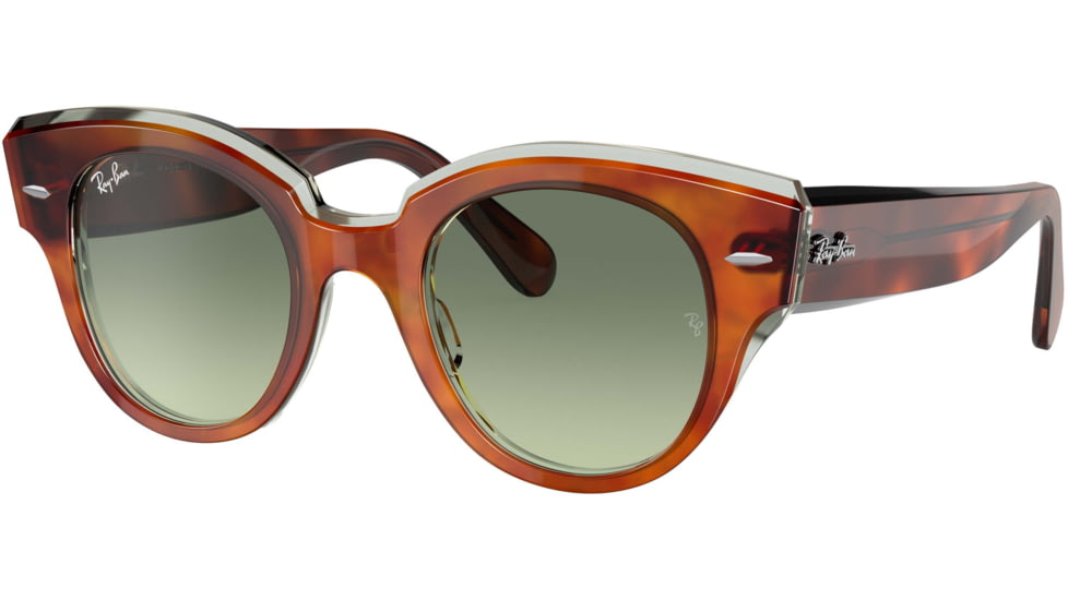 Ray-Ban Roundabout RB2192F Sunglasses, Havana On Transparent Green, 47, RB2192F-1325BH-47