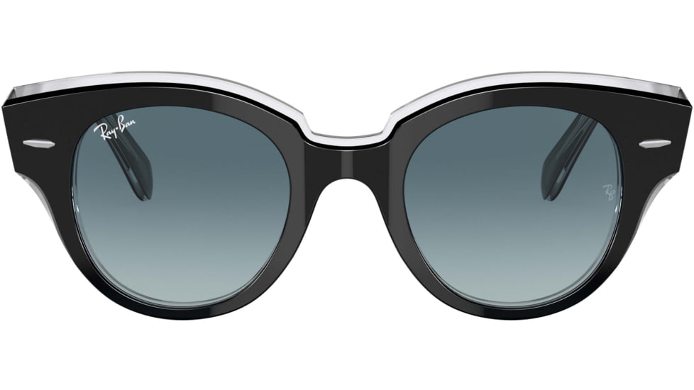 Ray-Ban Roundabout RB2192F Sunglasses, Black On Transparent, 47, RB2192F-12943M-47