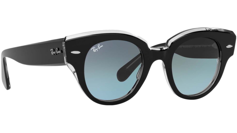 Ray-Ban Roundabout RB2192F Sunglasses, Black On Transparent, 47, RB2192F-12943M-47