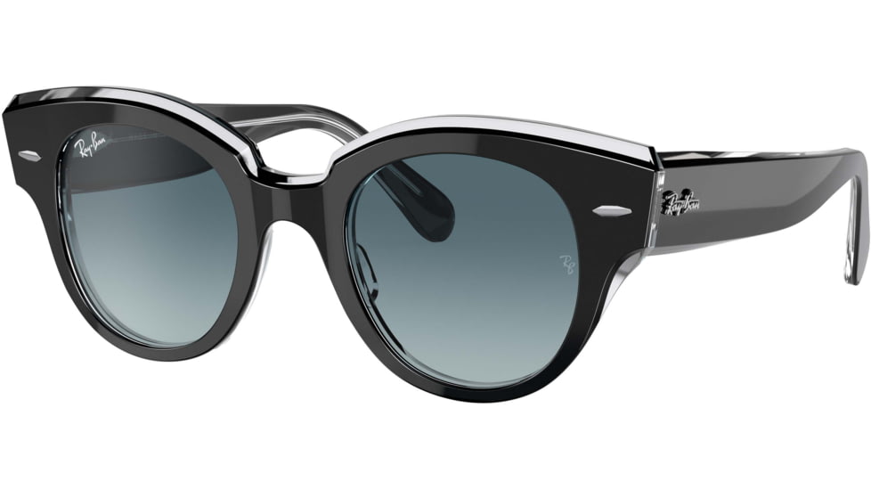 Ray-Ban Roundabout RB2192F Sunglasses, Black On Transparent, 47, RB2192F-12943M-47