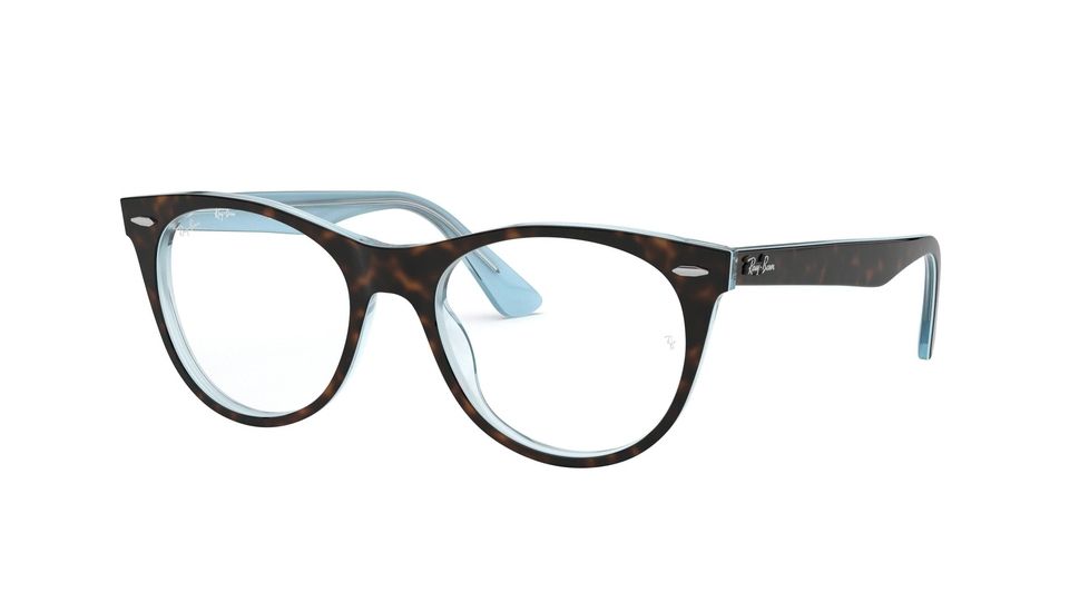 Ray-Ban RX2185V Prescription Eyeglasses, 50mm, Tortoise/Light Blue, RX2185V-5883-50-SV