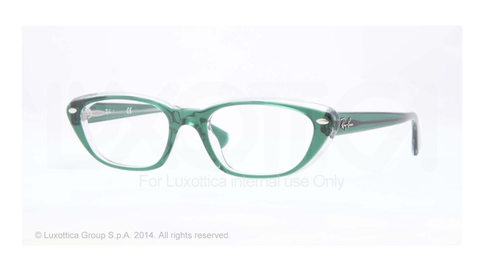 Ray-Ban RX5242 Progressive Prescription Eyeglasses 5162-53 - Top Dark Green On Transp Frame