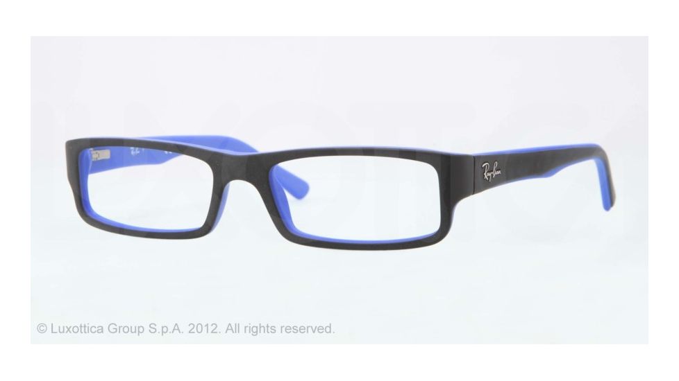 Ray-Ban RX5246 Prescription Eyeglasses 5224-50 - Top Black On Matte Blue Frame, Demo Lens Lenses