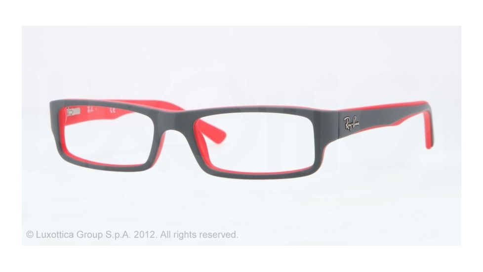 Ray-Ban RX5246 Prescription Eyeglasses 5225-50 - Top Grey On Matte Red Frame, Demo Lens Lenses