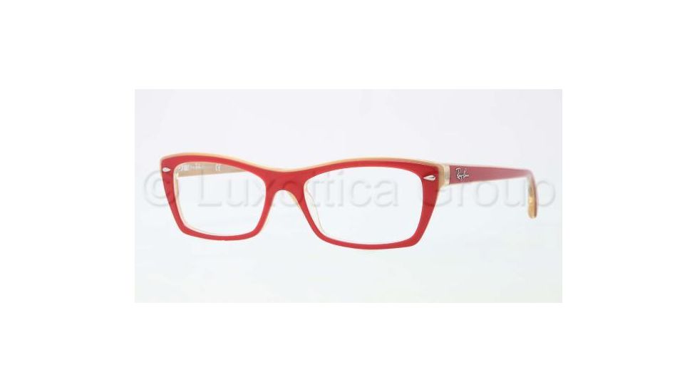 Ray-Ban RX5255 Progressive Prescription Eyeglasses 5191-5116 - Top Red on Yellow Frame, Demo Lens Lenses