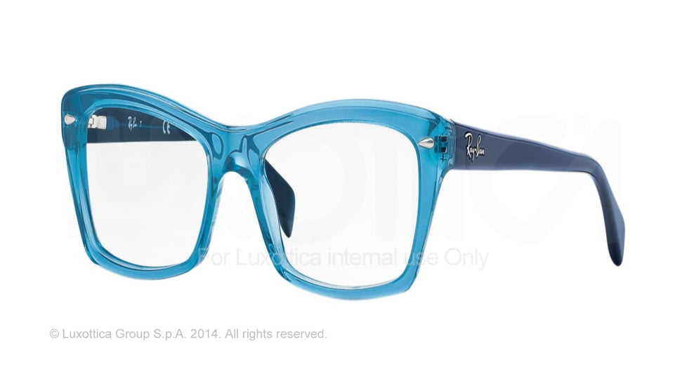 Ray-Ban RX5255 Progressive Prescription Eyeglasses 5235-51 - Shiny Trasparent Blue Frame