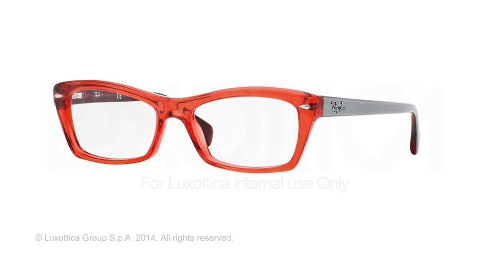 Ray-Ban RX5255 Progressive Prescription Eyeglasses 5374-51 - Shiny Trasparent Red Frame