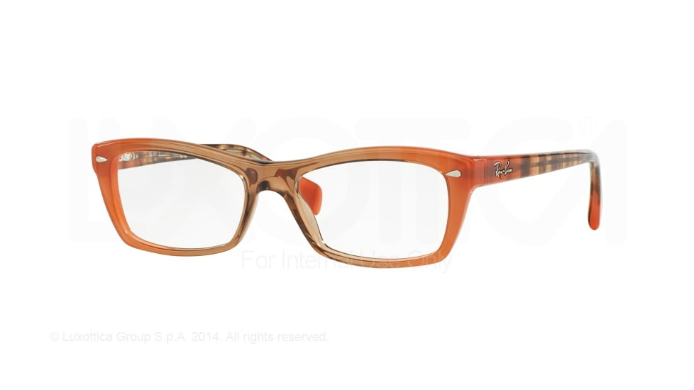 Ray-Ban RX5255 Progressive Prescription Eyeglasses 5487-51 - Gradient Brown On Orange Frame