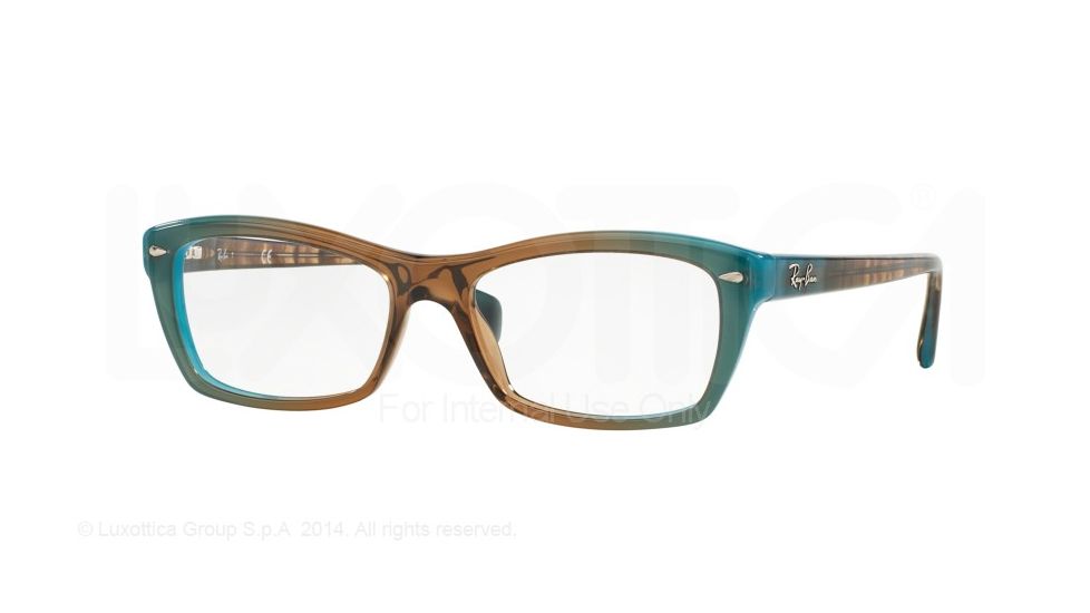 Ray-Ban RX5255 Progressive Prescription Eyeglasses 5490-51 - Gradient Brown On Azure Frame