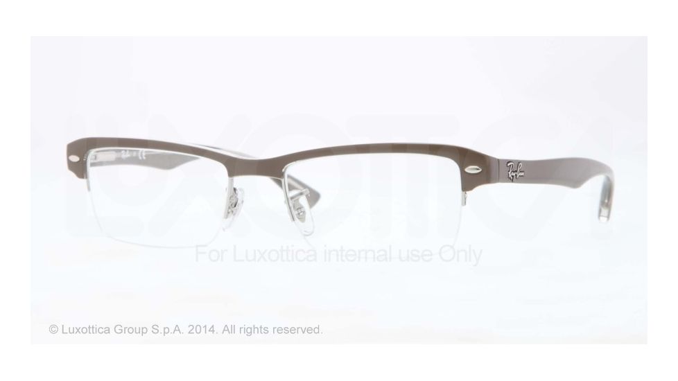 Ray-Ban RX7014 Eyeglass Frames 5245-52 - Top Brown On Trasparent Beige Frame