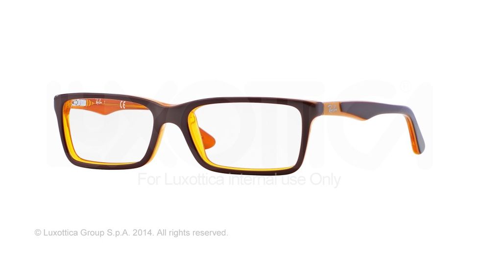 Ray-Ban RY1534 Bifocal Prescription Eyeglasses 3588-46 - Top Brown On Yellow Frame