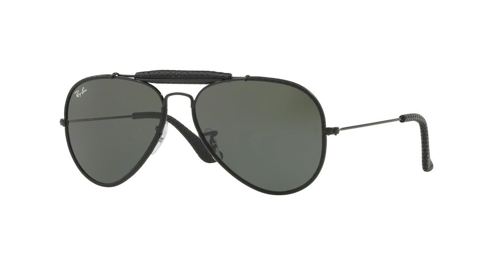 Ray-Ban Sunglasses RB3422Q 9040-58 - Leather Black Frame, Green Lenses